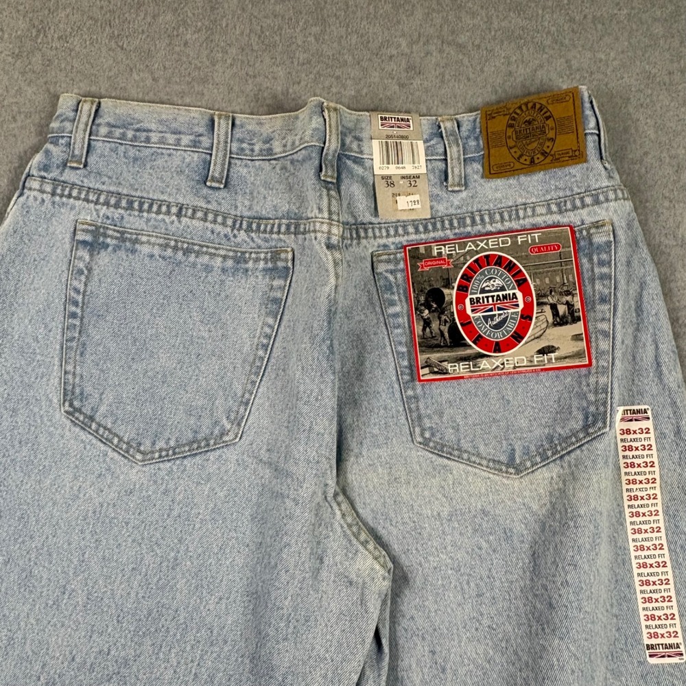 Vtg Brittania Relaxed Fit Jeans Mens 38x32 Light Wash Denim 90s Skater Retro NWT - Picture 13 of 14